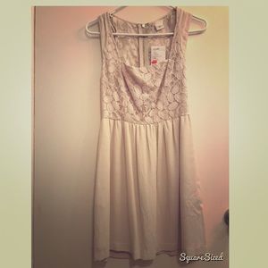 Cream silk and lace mini dress